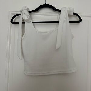 SHEIN White Crop Tie Front Tank Top